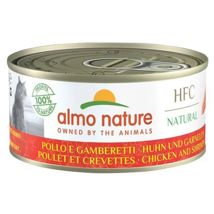 Almo Nature Natural HFC Cibo Umido per Gatti Gusto Pollo E Gamberetti 150 g