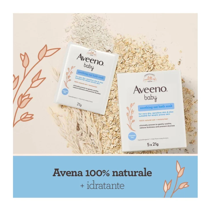 Aveeno Baby Polvere da Bagno a base di Avena 100% Naturale 5x21grammi
