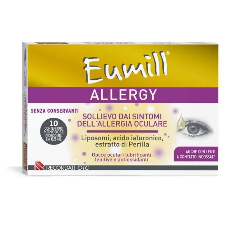 Recordati Eumill Allergy Gocce Oculari Lubrificanti e Lenitive 10 flaconcini da 0,5 ml
