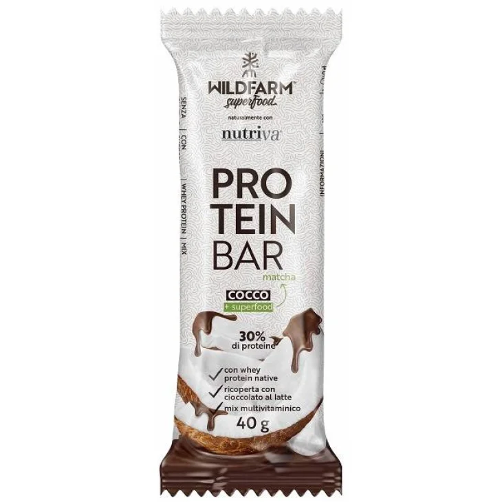Wildfarm Protein Bar Barretta Proteica al Cocco con Superfood Matcha 40 grammi