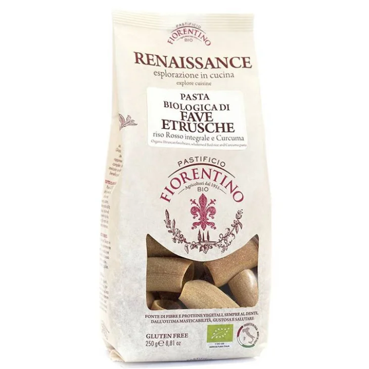 RENAISSANCE PASTA BIOLOGICA DI FAVE ETRUSCHE/RISO ROSSO INTEGRALE/CURCUMA PACCHERI 250 G