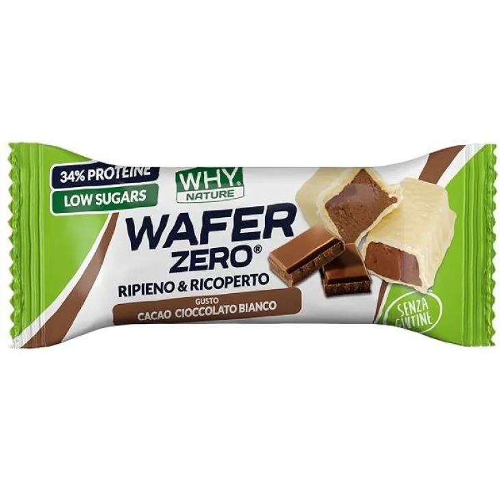 WHYnature Wafer Zero Biscotto Proteico Cacao e Cioccolato Bianco 30 g