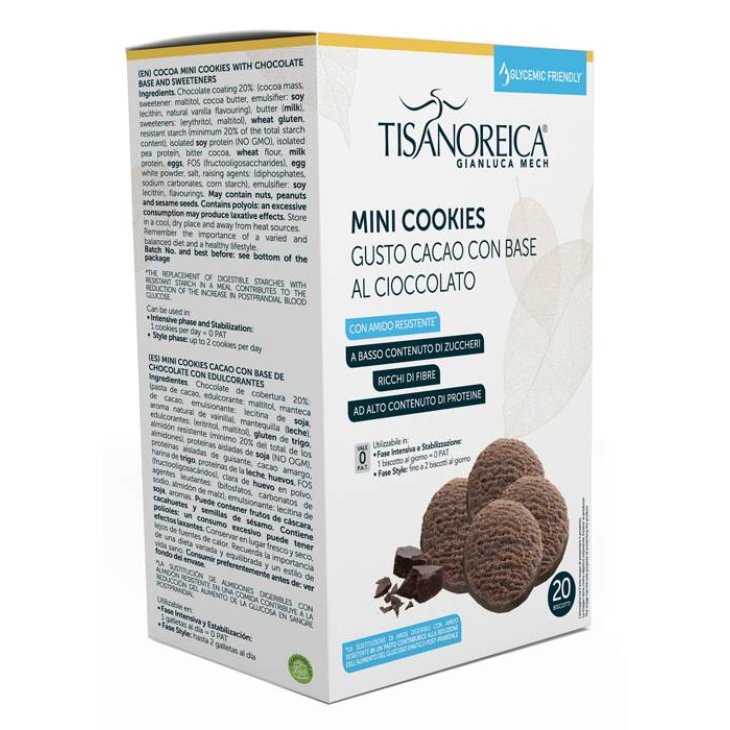 Tisanoreica Mini Cookies Cacao base Cioccolato Glycemic Friendly 250 g