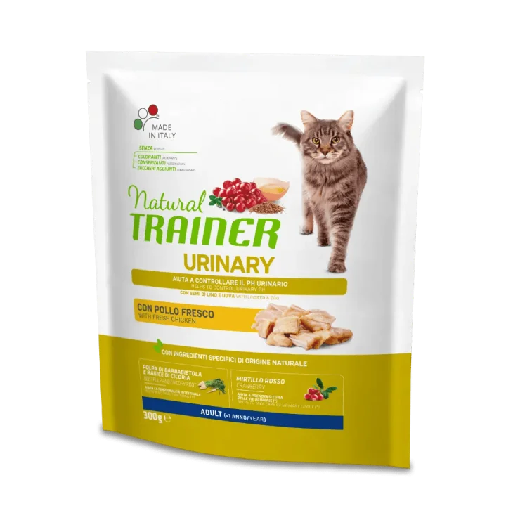 Natural Trainer Cat Urinary Cibo Secco per Gatti Adulti Gusto Pollo 300 g