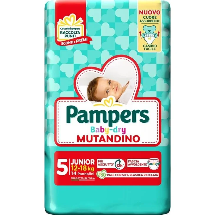Pampers Baby Dry Pannolino per Bambini a Mutandina Misura 5(12-18 kg)14 pannolini