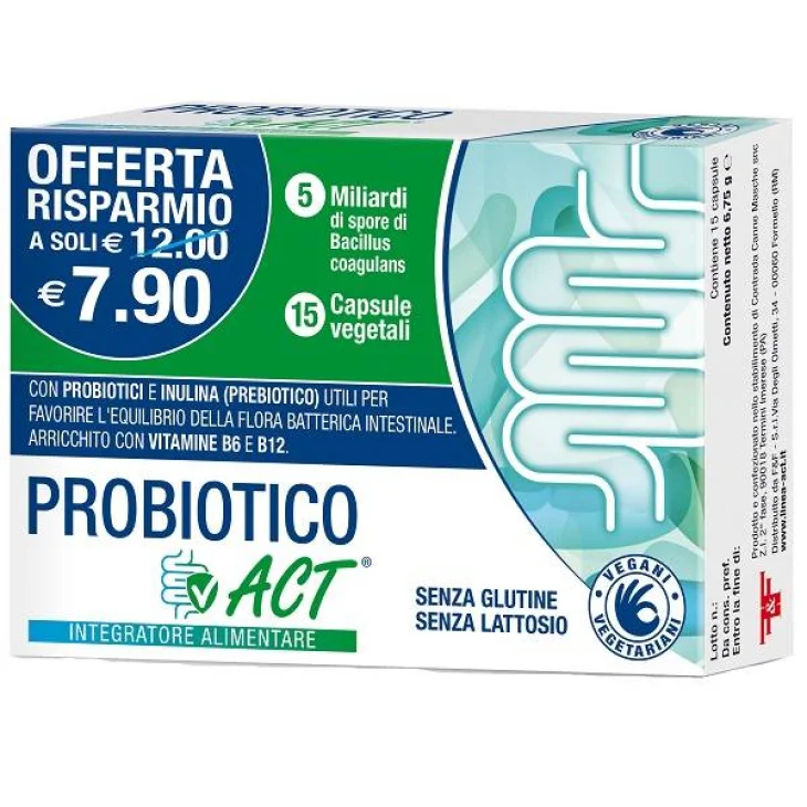Linea Act Probiotico Act Integratore di Fermenti Lattici 15 capsule vegetali