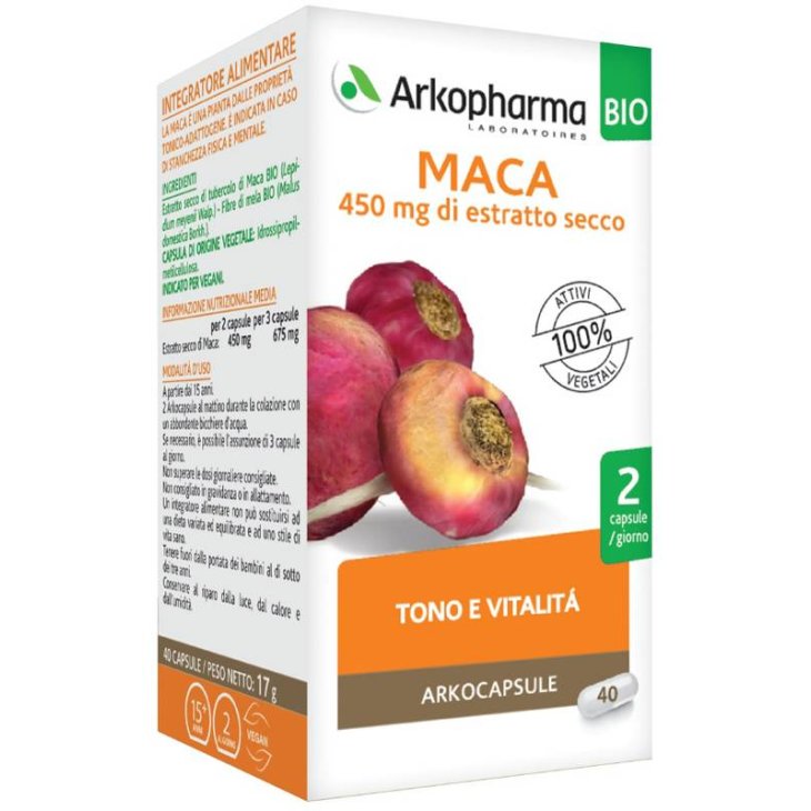 Arkopharma Arkocapsule Maca Bio Integratore per Stanchezza Fisica e Mentale 40 capsule