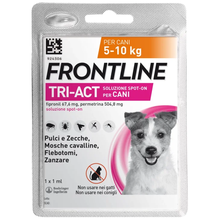Frontline Tri-Act Antiparassitario per Cani da 5 a 10 kg 1 pipetta