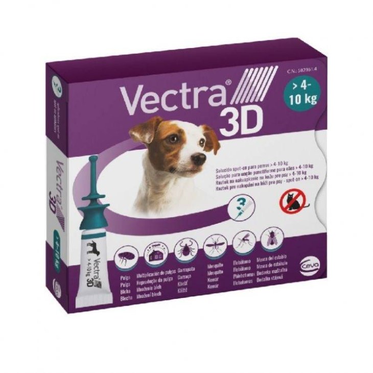Vectra 3D Spot On Verde Antiparassitario per Cani da 4 a 10 kg 3 pipette