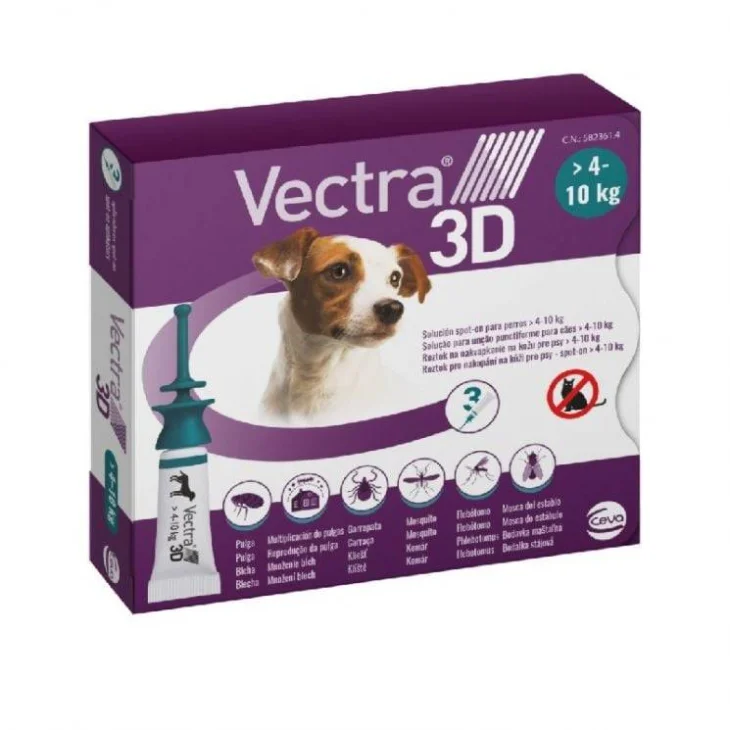 Vectra 3D Spot On Verde Antiparassitario per Cani da 4 a 10 kg 3 pipette