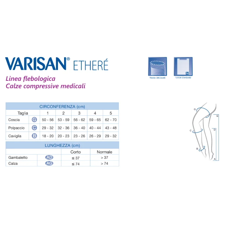 Varisan Ethere 15-20 Mmhg Collant Normale Compressivo a Punta Aperta Colore Nacre Taglia 3