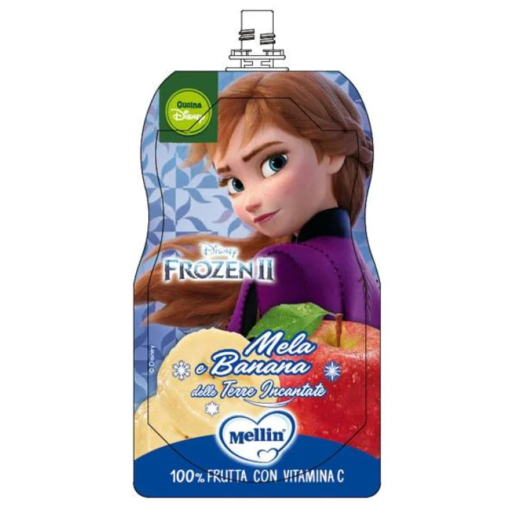 Mellin Pouch Disney Frozen Merenda per Bambini Mela e Banana 110 g