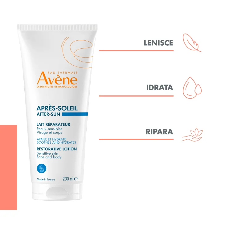 Av&egrave;ne Eau Thermale Latte Doposole Ristrutturante, Lenisce e idrata, con Olio di Jojoba e Acqua termale, Per tutta la famiglia, 200ml