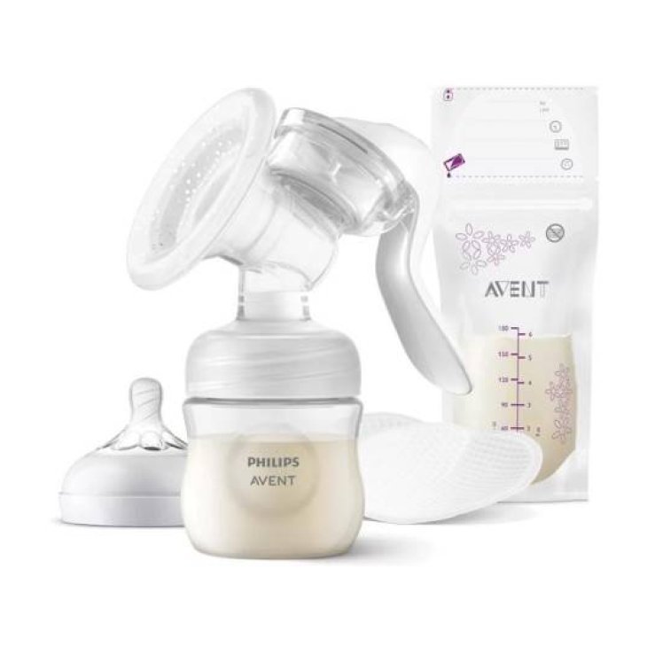 Avent Tiralatte Manuale Natural + 4 Coppette Assorbilatte e 5 Sacchetti Conserva latte
