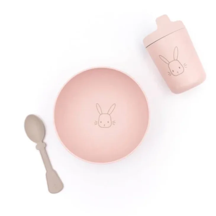 Bamboo First Meal Set Pappa Scodella - Bicchiere - Cucchiaio Rosa