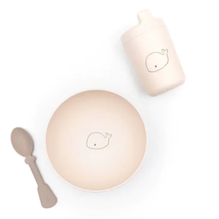 Bamboo First Meal Set Pappa Scodella - Bicchiere - Cucchiaio Bianco