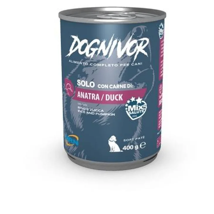 Dognivor Patè Gusto Anatra Riso e Zucca Cibo Umido per Cani 400 g