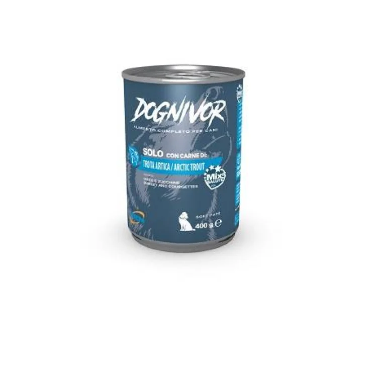 Dognivor Patè Gusto Trota Artica Orzo e Zucchine Cibo Umido per Cani 400 g