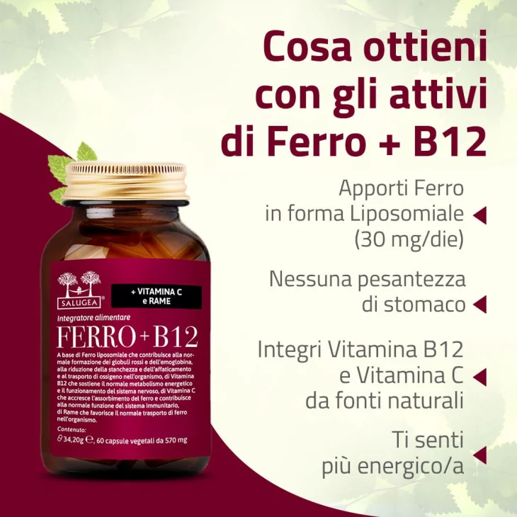 Salugea Ferro + B12 per il sistema nervoso 60 capsule