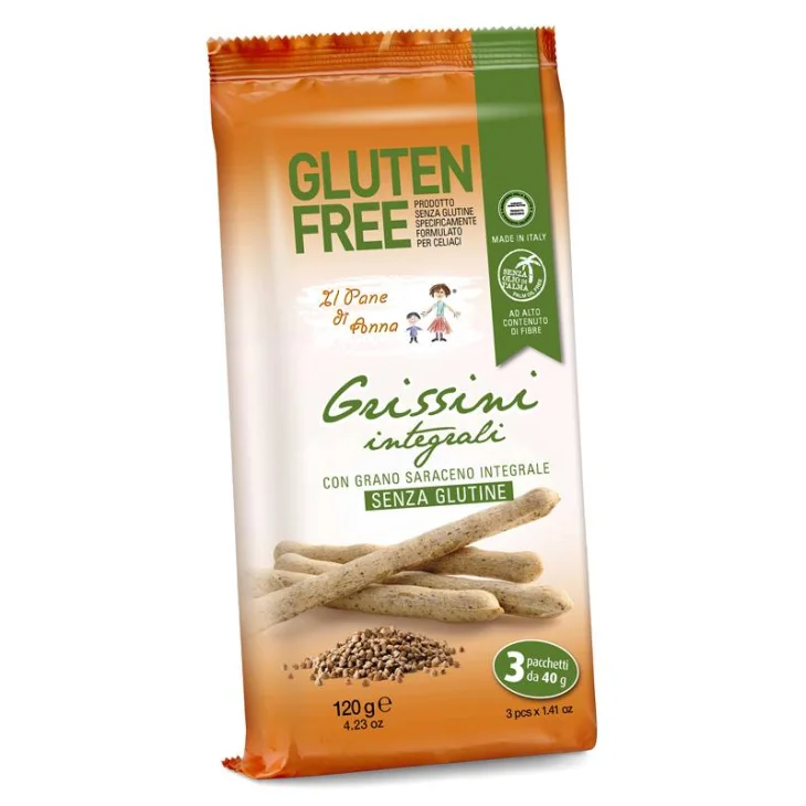 Il Pane di Anna Grissini integrali senza latte 3 pezzi da 40 g