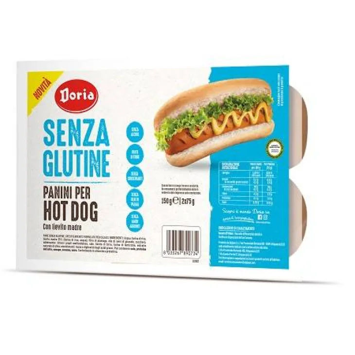Doria Panini per Hot Dog senza glutine 2 pezzi da 75 g