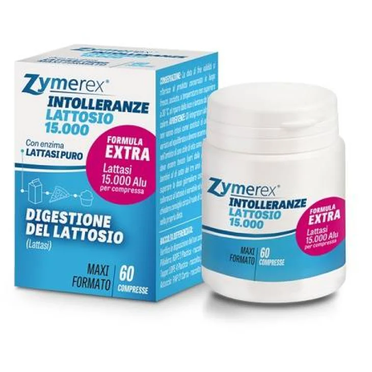 Zymerex Intolleranze Lattosio 15000 Integratore per la Digestione del Lattosio 60 compresse