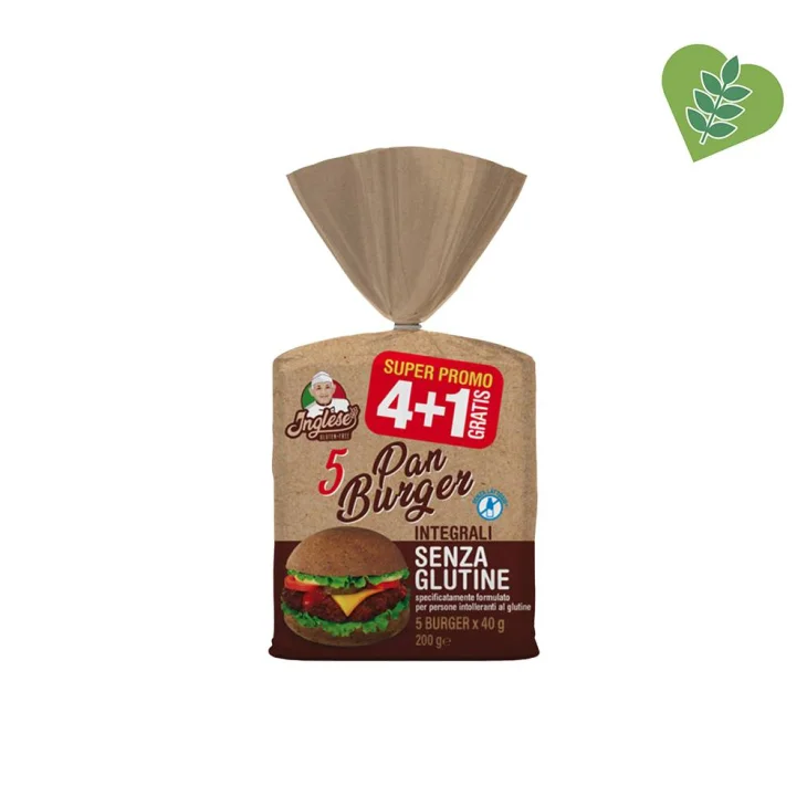Inglese Pan Burger Pane integrale per hamburger senza glutine 5 sacchetti x 40 g