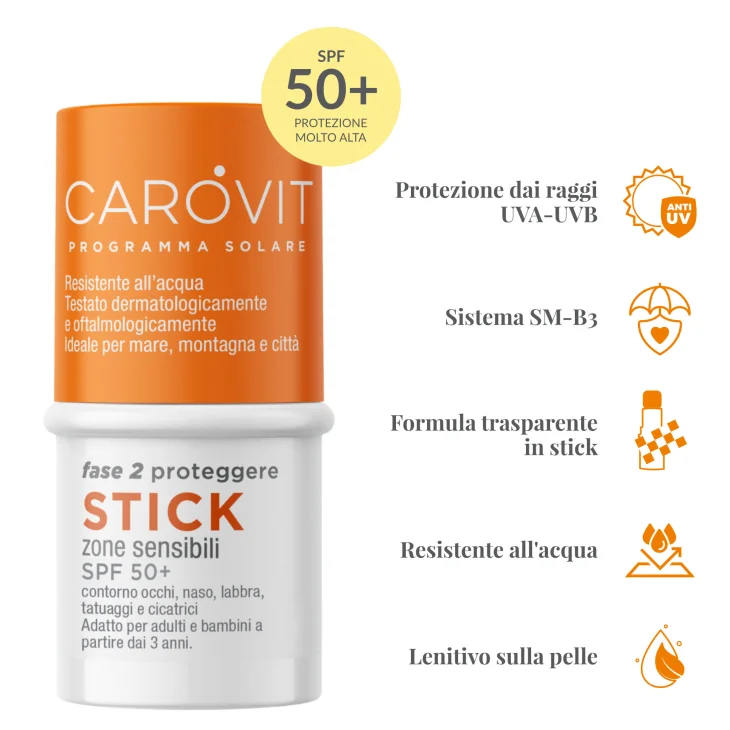 Carovit Programma Solare Stick SPF50+ per Zone Sensibili 4 ml