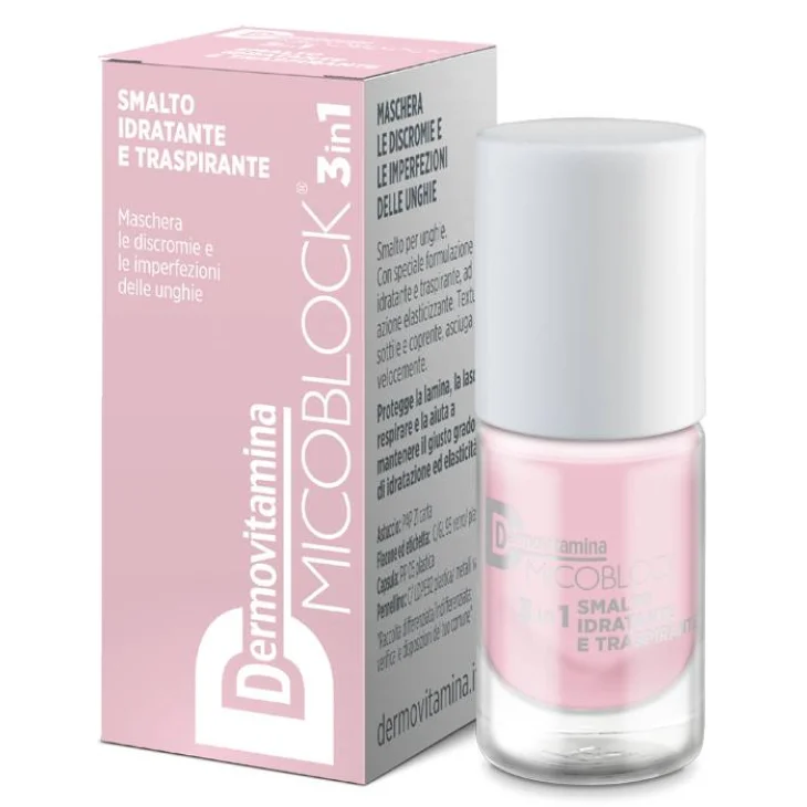 Dermovitamina Micoblock 3 in 1 Smalto Idratante e Traspirante Colore Rosa Chiaro 5 ml