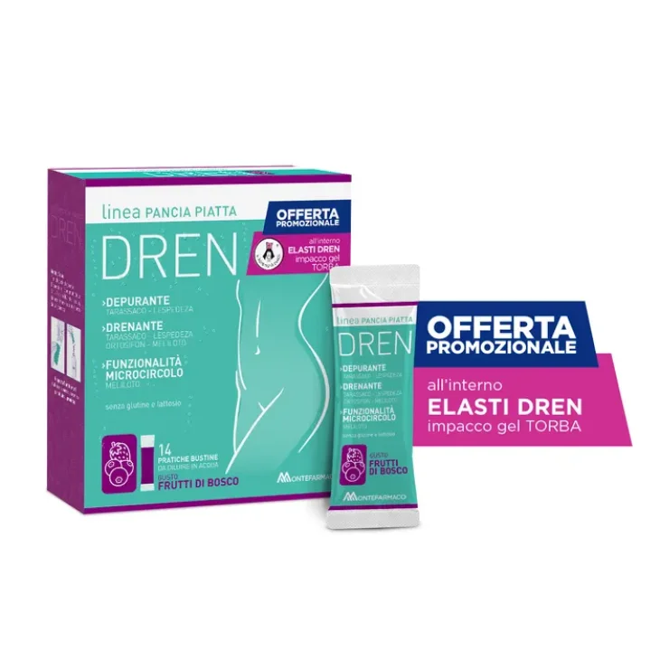 Montefarmaco Pancia Piatta Dren Frutti di Bosco 14 bustine Stick Pack + Torba Drenante