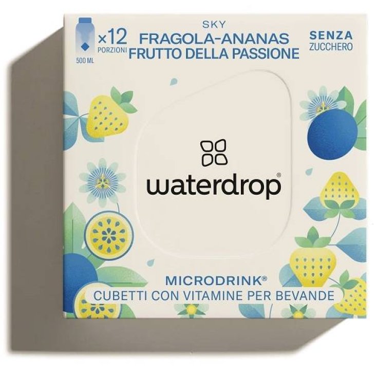 Waterdrop Microdrink Sky Cubetti con Vitamine per Bevande Gusto Ananas e Passion Fruit 12 cubetti
