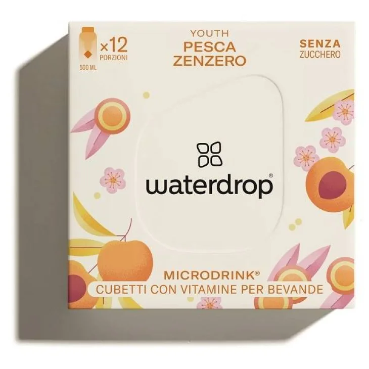 Waterdrop Microdrink Youth Cubetti con Vitamine per Bevande Gusto Pesca e Zenzero 12 cubetti