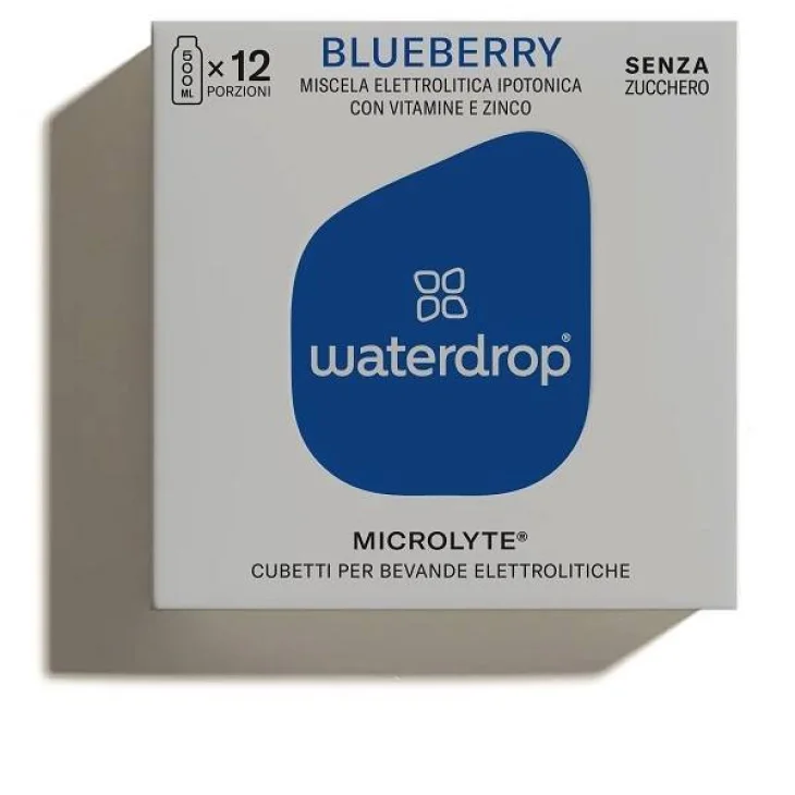 Waterdrop Microlyte Cubetti con Elettroliti e Vitamine per Bevande Gusto Mirtillo 12 cubetti
