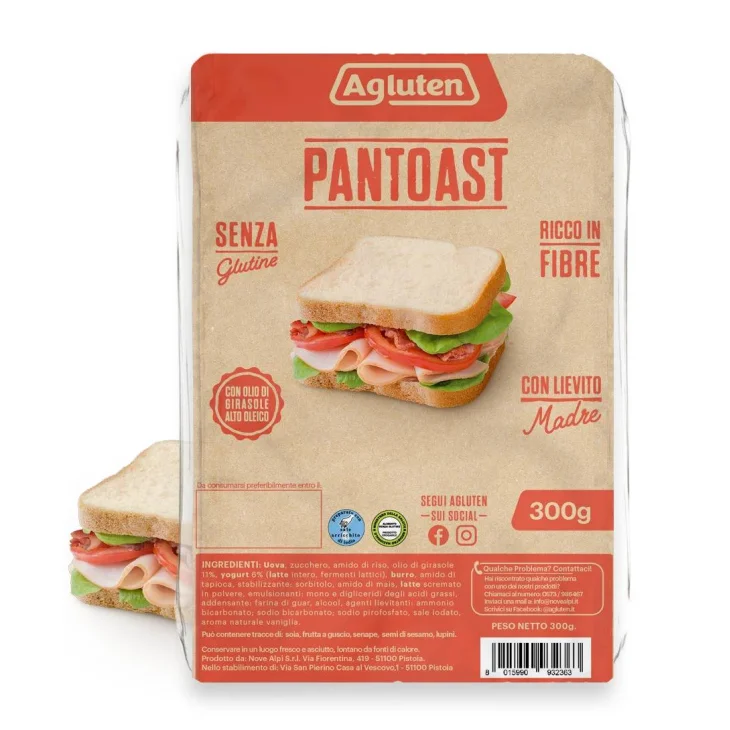 Agluten Pantoast Pane Senza Glutine e Senza Lattosio 300 g