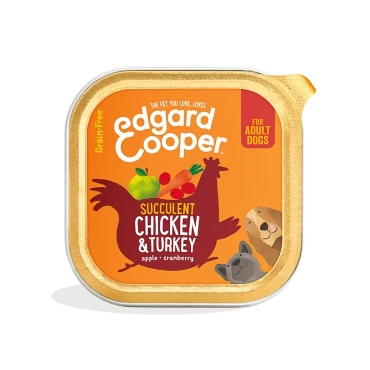 Edgard Cooper Dog Cibo Umido per Cani Adulti Gusto Pollo e Tacchino 300 g