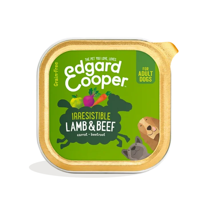 Edgard Cooper Dog Cibo Umido per Cani Adulti Gusto Agnello e Manzo 300 g