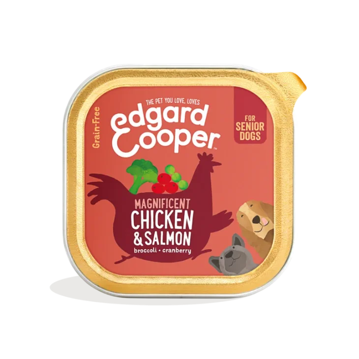 Edgard Cooper Dog Senior Cibo Umido per Cani Anziani Gusto Pollo e Salmone 150 g