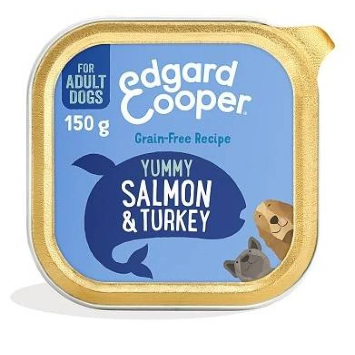 Edgard Cooper Dog Cibo Umido per Cani Adulti Gusto Salmone e Tacchino 150 g