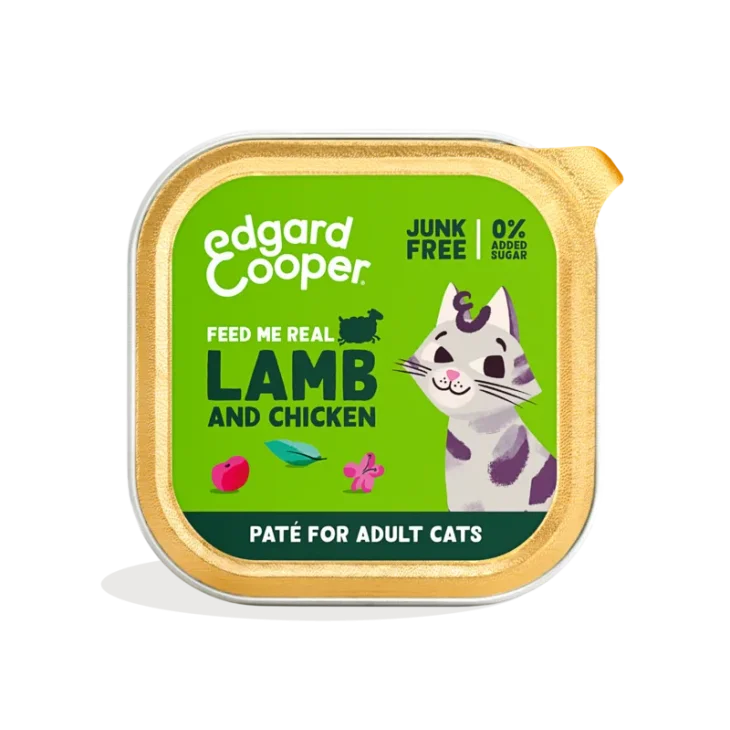 Edgard Cooper Cat Feed Me Real Patè per Gatti Adulti Gusto Pollo e Agnello 85 g