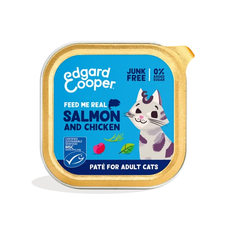 Edgard Cooper Cat Feed Me Real Patè per Gatti Adulti Gusto Salmone e Pollo 85 g