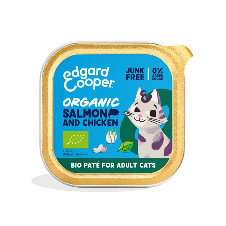 Edgard Cooper Organic Patè per Gatti Adulti Gusto Salmone e Pollo Biologici 85 g