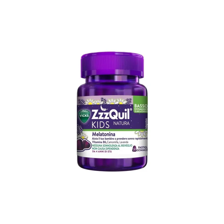 Vicks ZZZQuil Natura Kids Integratore per il Sonno dei Bambini 30 pastiglie gommose