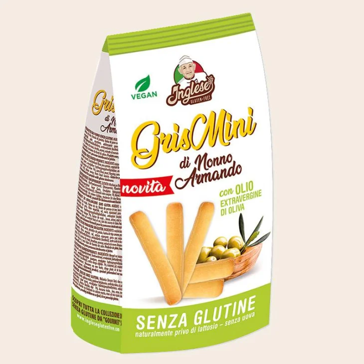 Inglese Gris Mini Grissini all'Olio Extravergine d'Oliva Senza Glutine 60 g