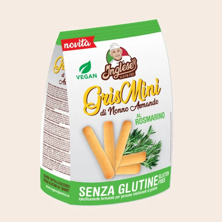 Inglese Gris Mini Grissini al Rosmarino Senza Glutine 60 g