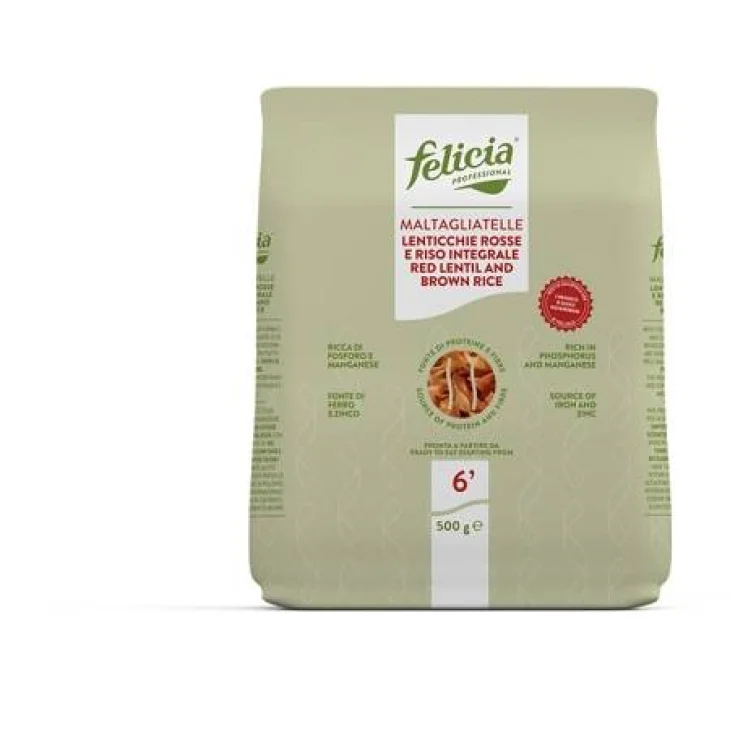 Felicia Professional Maltagliatelle di Lenticchie Rosse e Riso Integrale Senza Glutine 500 g