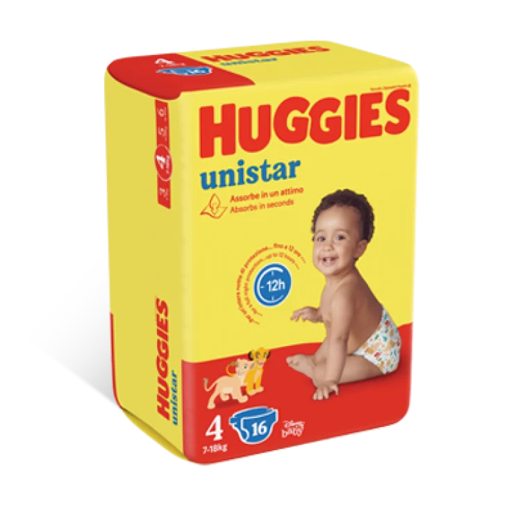 Huggies Unistar Pannolini per Bambini Taglia 4 (7-18 kg) 16 pezzi