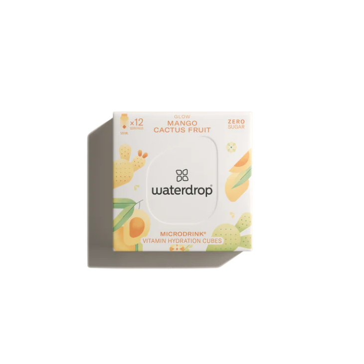 Waterdrop Microdrink Glow Cubetti con Vitamine per Bevande Gusto Mango Fico d'India e Albicocca 12 cubetti