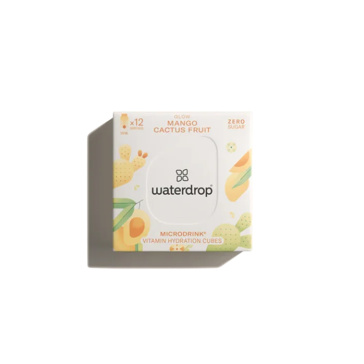 Waterdrop Microdrink Glow Cubetti con Vitamine per Bevande Gusto Mango Fico d'India e Albicocca 12 cubetti