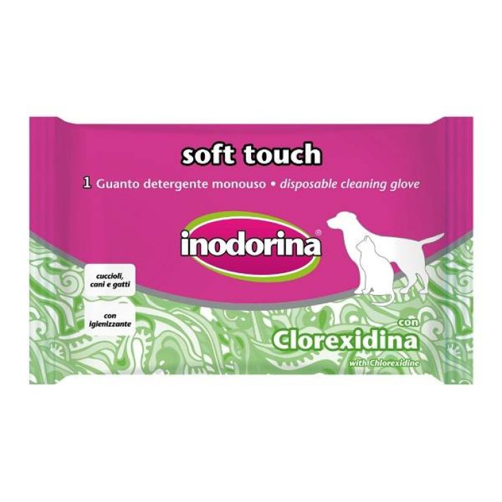 Inodorina Soft Touch Clorexidina Guanto detergente per cani gatti e cuccioli 1 pezzo