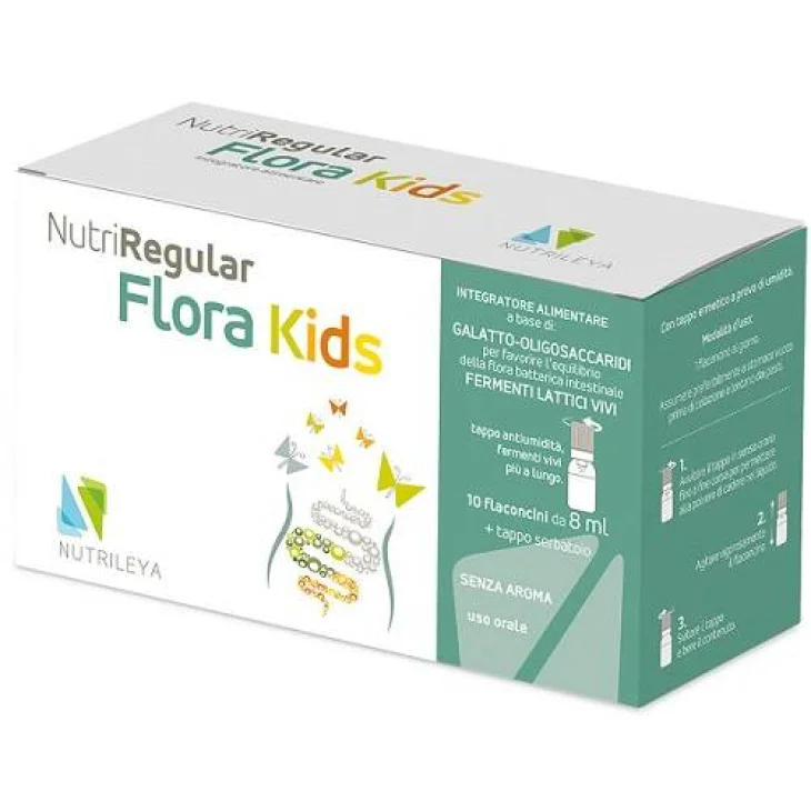 Nutrileya Nutriregular Flora Kids Integratore di Fermenti Lattici per Bambini 10 flaconcini